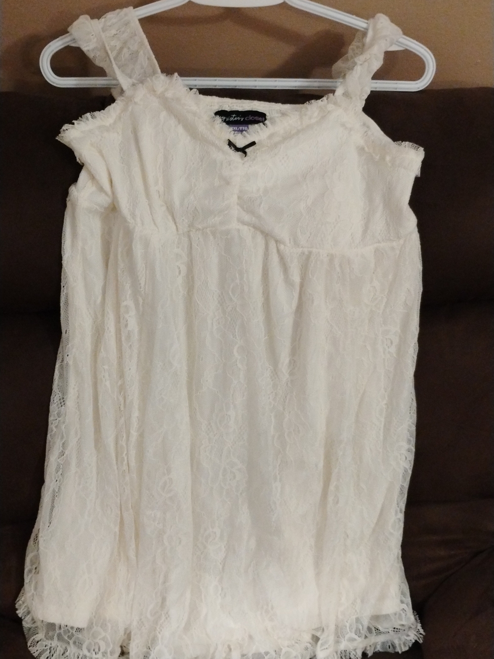 White Lace Ruffled Strap Dress for Girls
